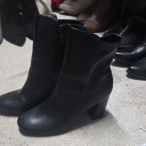 Women's Black Ankle Booties with Block Heel